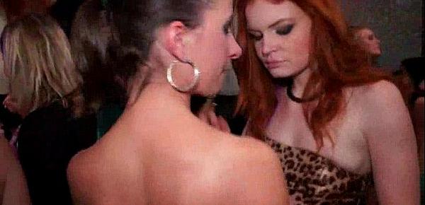  Lesbian hotties fondling each other at a party